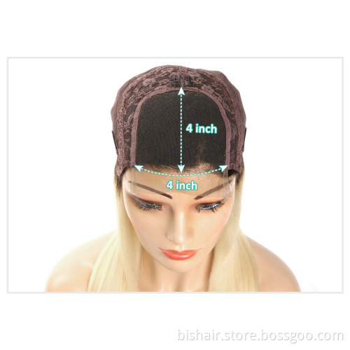 BIS Wholesale 28 30 Inch Brazilian 1B 613 Blonde Ombre Straight Lace Front Human Hair Wigs 4x4 Transparent Lace Frontal Wigs